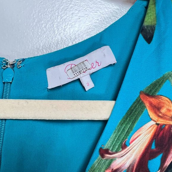 Parker Bradley Silk Romper Size 2 Faux-Wrap Floral Blue - Picture 6 of 11